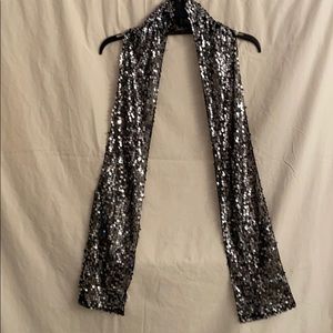 Sequin Scarf. Black with Silver Sequins